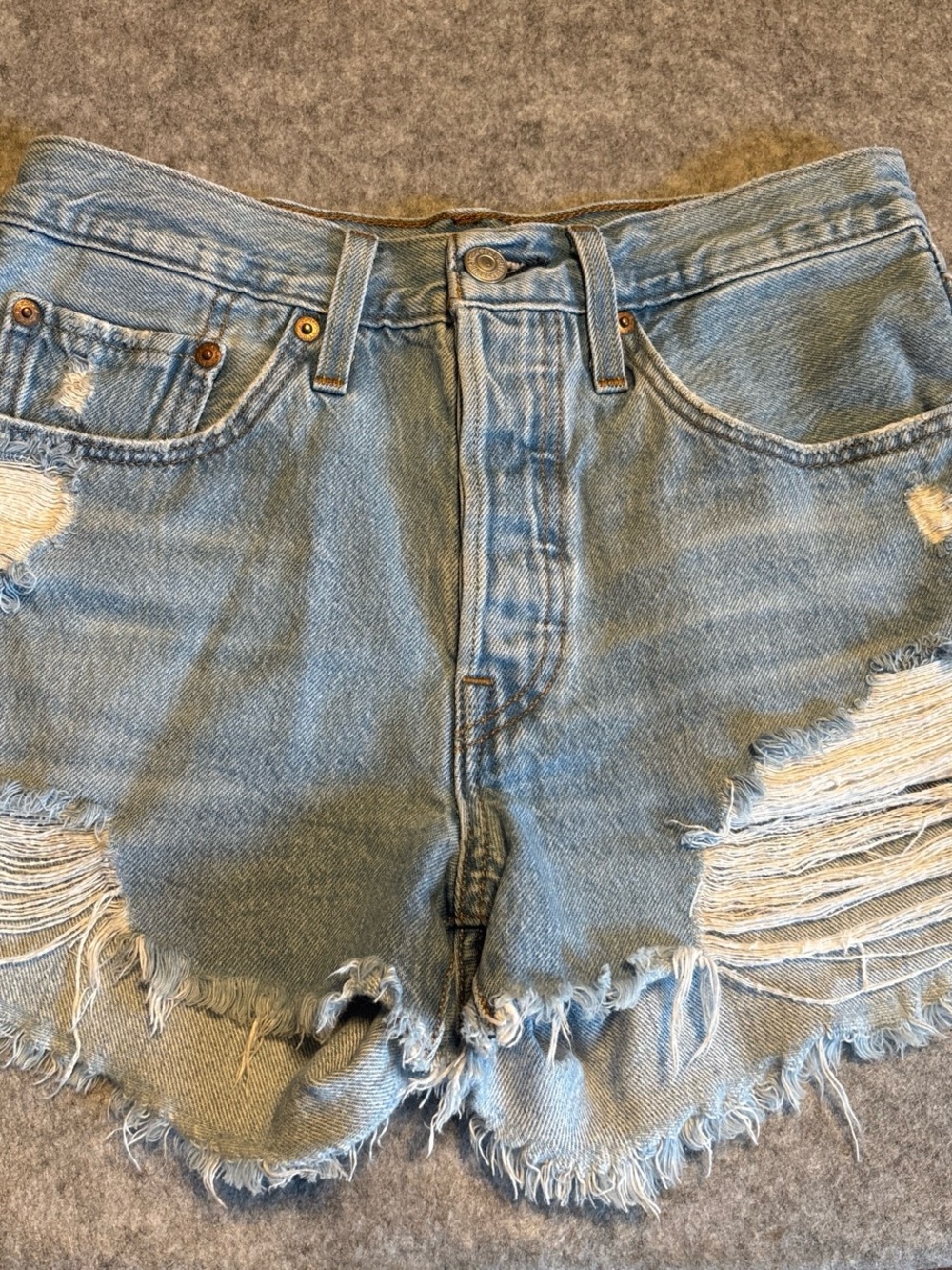 Levi's Light Blue Distressed Denim Cutoff Shorts